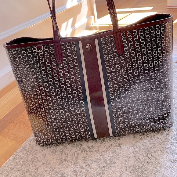 REHAB Tory Burch Burgundy Gemini Tote - Picture 3 of 16
